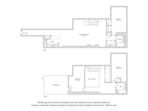 a floor plan of a house with two different elevations